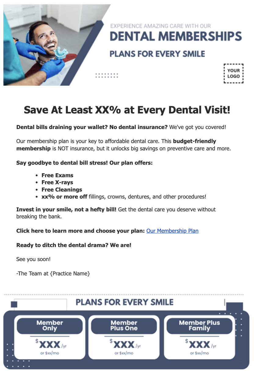 Example marketing campaign from Retain & Smile